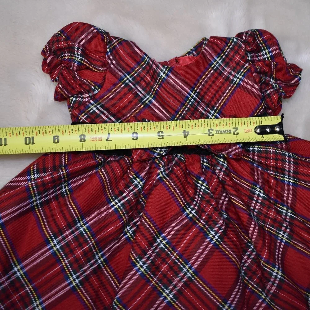 Little Girls  Holiday Dress Plaid Red and Black Short Sleeve Party Gown
